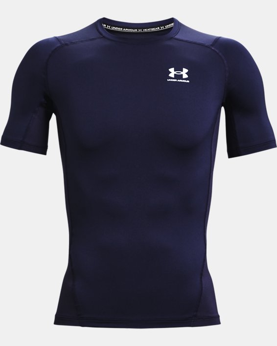 Men's HeatGear® Armour Short Sleeve, Navy, pdpMainDesktop image number 4